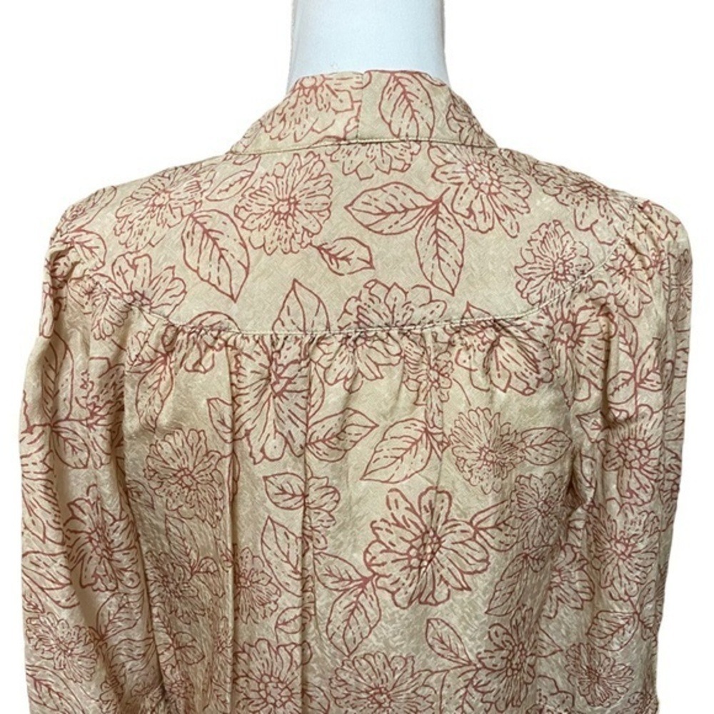 Current Air Floral Tie Top Blouse Long Sleeves with Ruffles - Picture 8 of 11